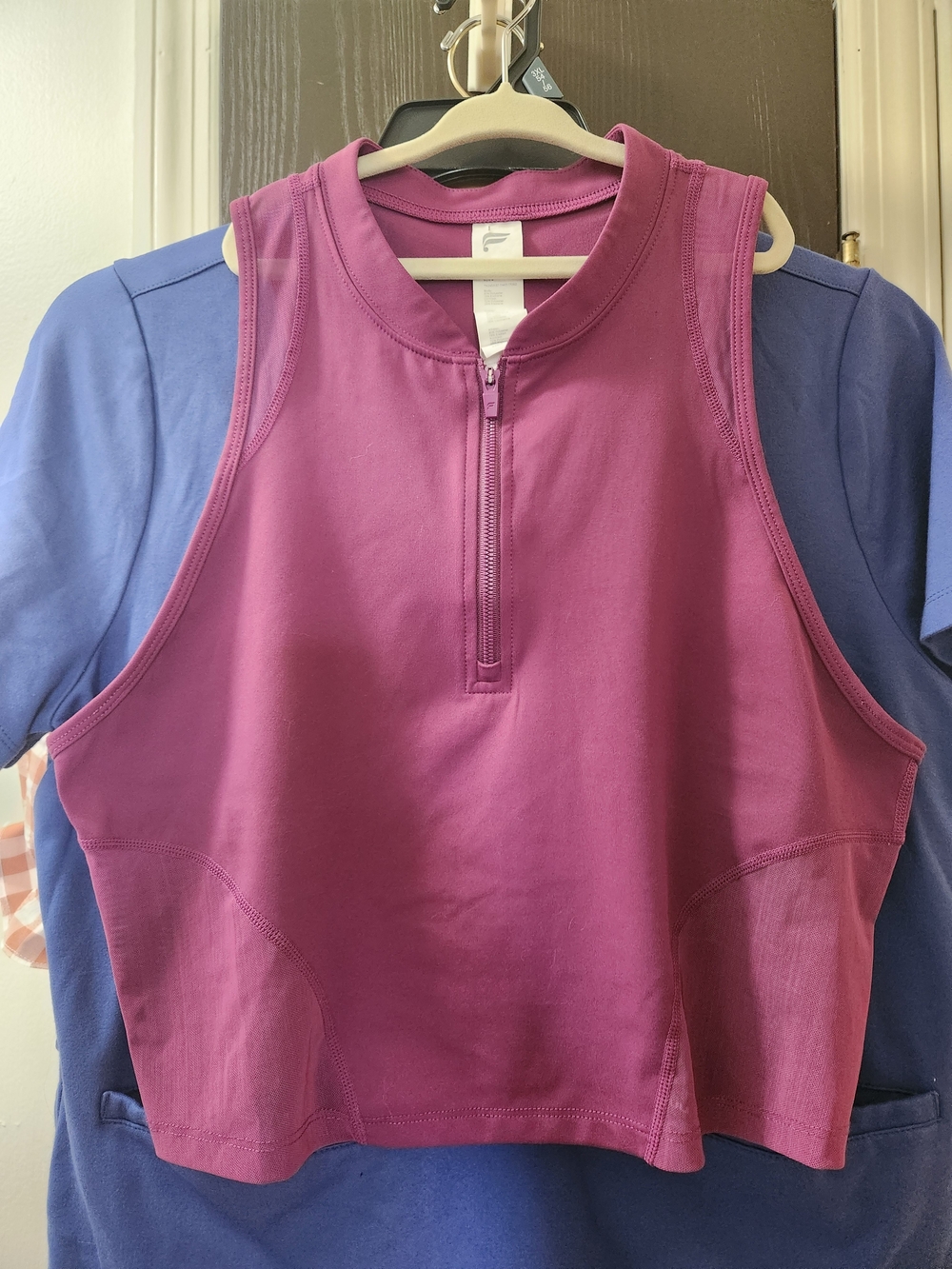 Fabletics Plum Zip-Neck Performance Tank